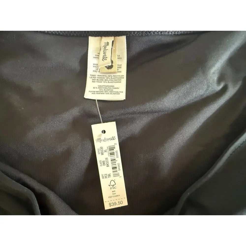 Madewell Classic Contrast Bikini Bottom, Black, Size XL - NEW with tags